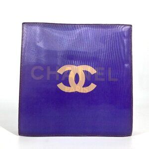 CHANEL Purple Leather Logo Shoulder Bag